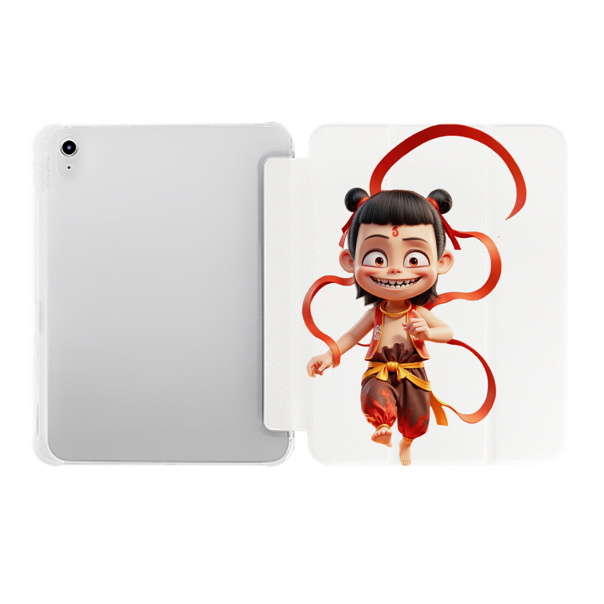 （画像用） Ne Zha 2 ナタ 魔童の大暴れ IPad ケース ペン収納付き 三つ折りスタンド PUレザー×シリコン 対応機種9.5/10.5/10.9インチ
